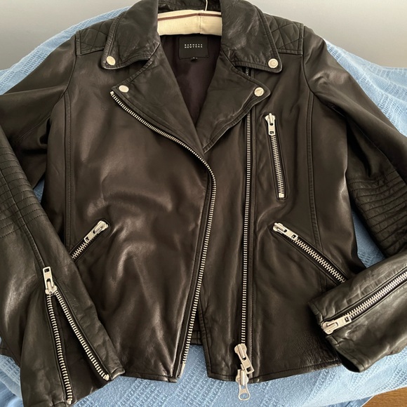 Black leather biker jacket, from Barney’s NY (now closed) - Picture 1 of 9